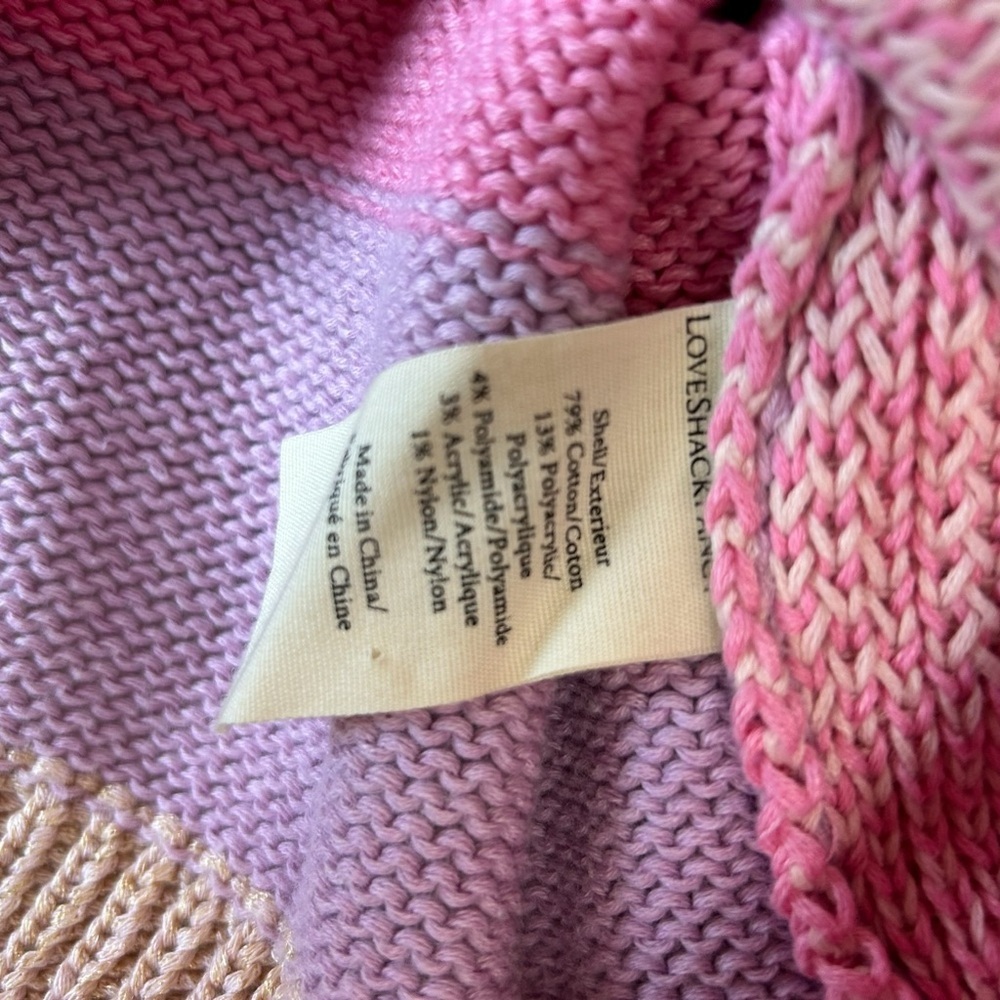 LoveShackFancy Pink Check Cardigan Puff Sleeve Knit Small - Picture 12 of 13